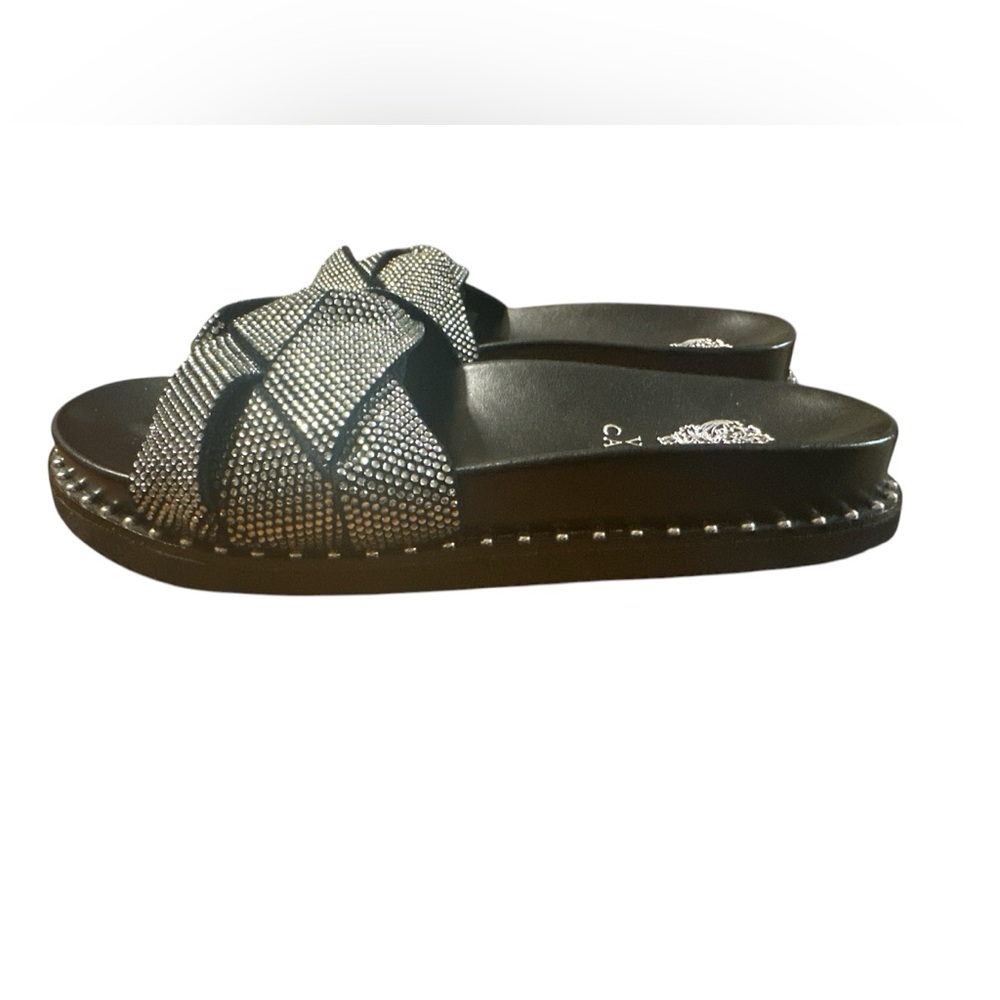 Vince Camuto Kevind Embellished Slide Black Sandal Size 6